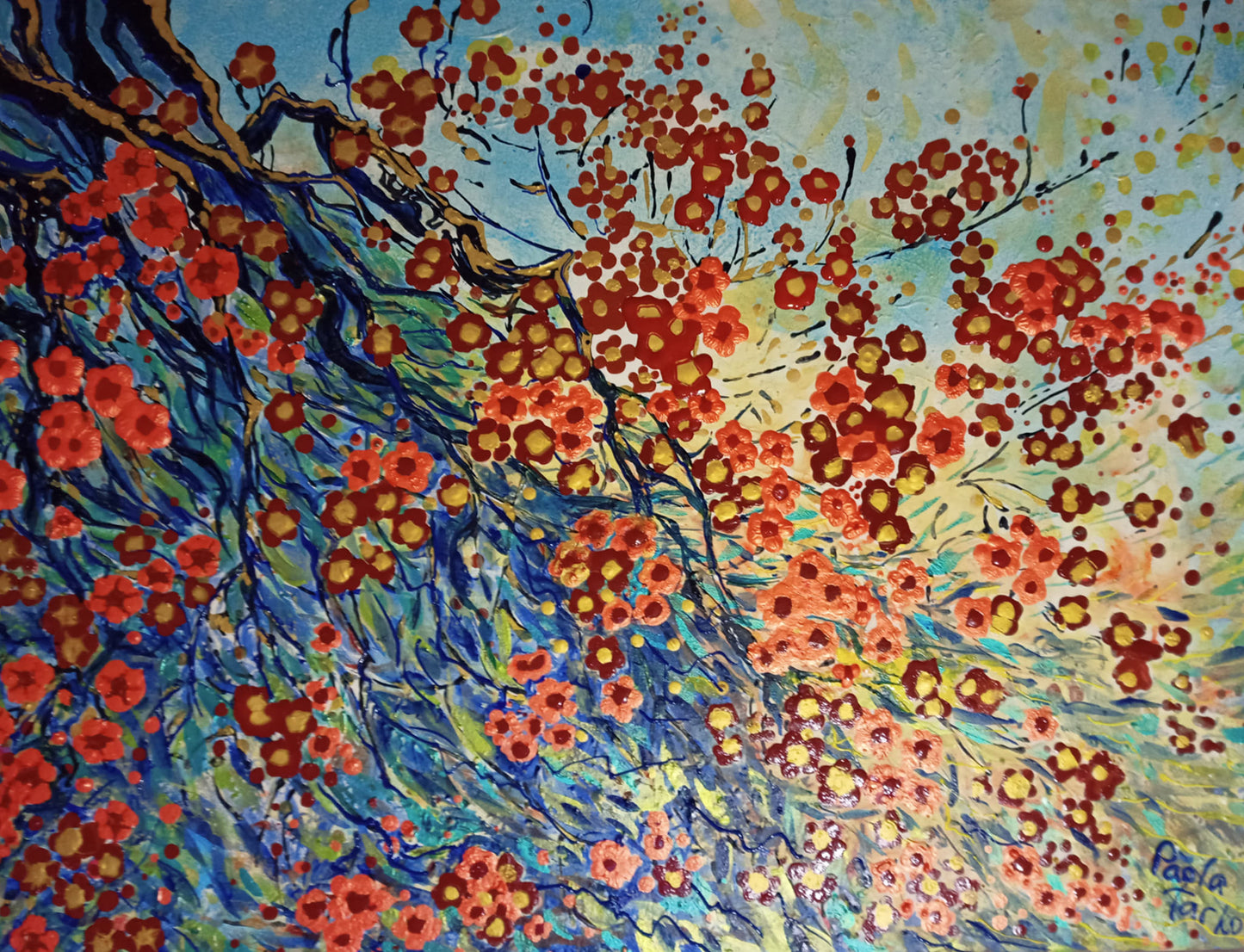 Sakura Cherry Blossoms - original acrylic painting on stretched canvas