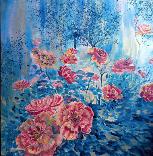 Sea of Roses - original acrylic painting on stretched canvas