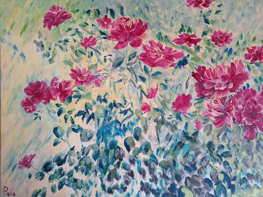 Bush of Roses - original acrylic painting on stretched canvas
