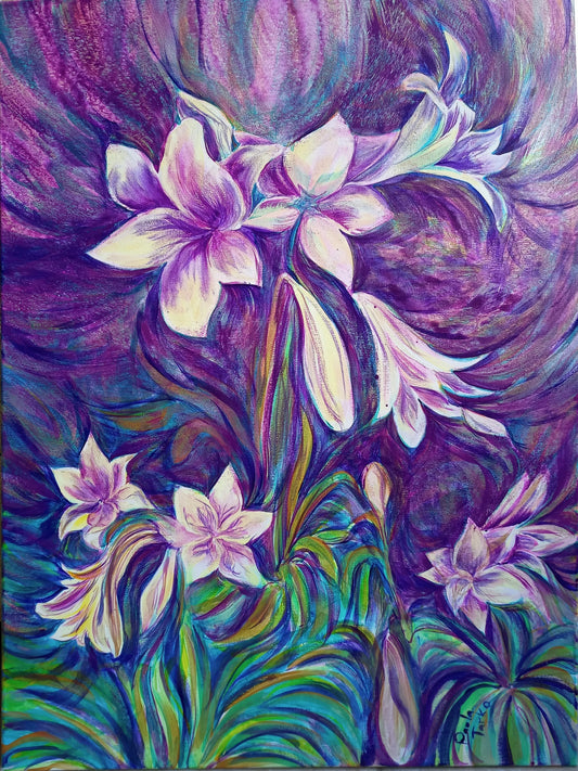 Lilies of the Field - original acrylic painting on stretched canvas
