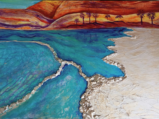 Dead Sea Landscape - original acrylic painting on stretched canvas