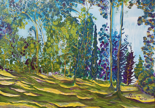 Holy Land Forest in Spring - original acrylic painting on stretched canvas
