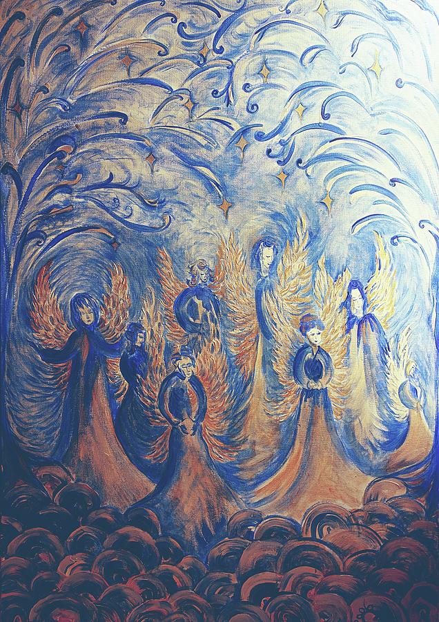 The Wings of God - Angels original acrylic painting on stretched canvas